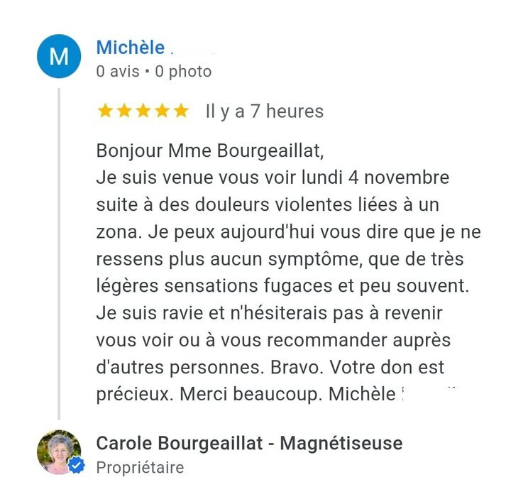 Témoignage Google pour un zona